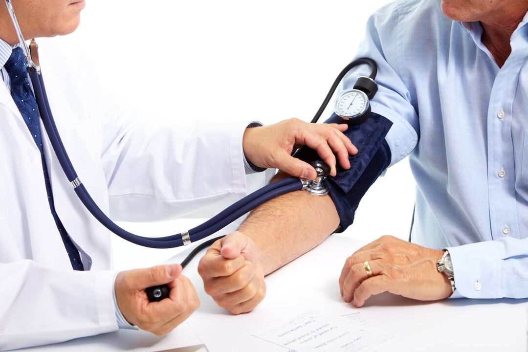 Based on high blood pressure, the doctor diagnoses hypertension. 